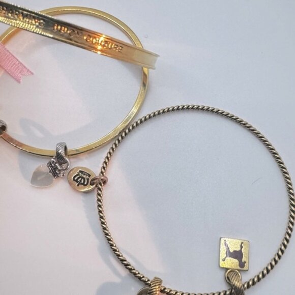 Juicy Couture Vintage Y2K NEW Charms Bangles Bracelets 3 Gold Silver Heart Dog - Picture 10 of 15